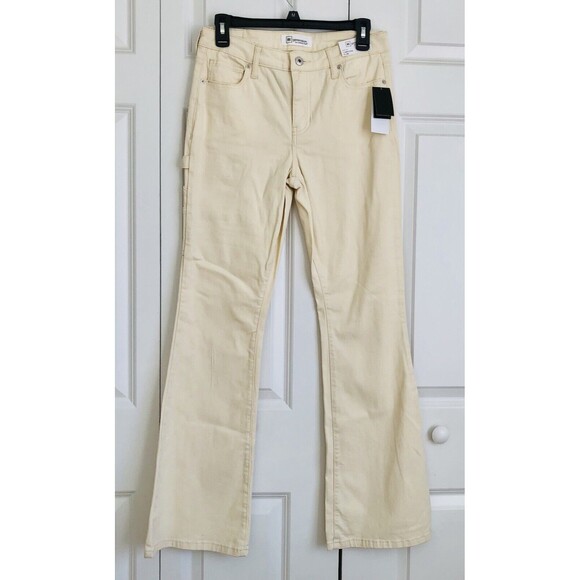 RE GENERATION WOMEN'S JEANS CARPENTER FLARE MID RISE BEIGE DEMIN SIZE 5/27  173 - Picture 4 of 12